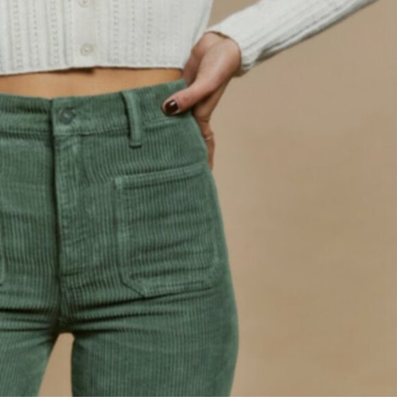 Reformation Alyssa Green Corduroy Boot Cut Pants - Picture 3 of 10